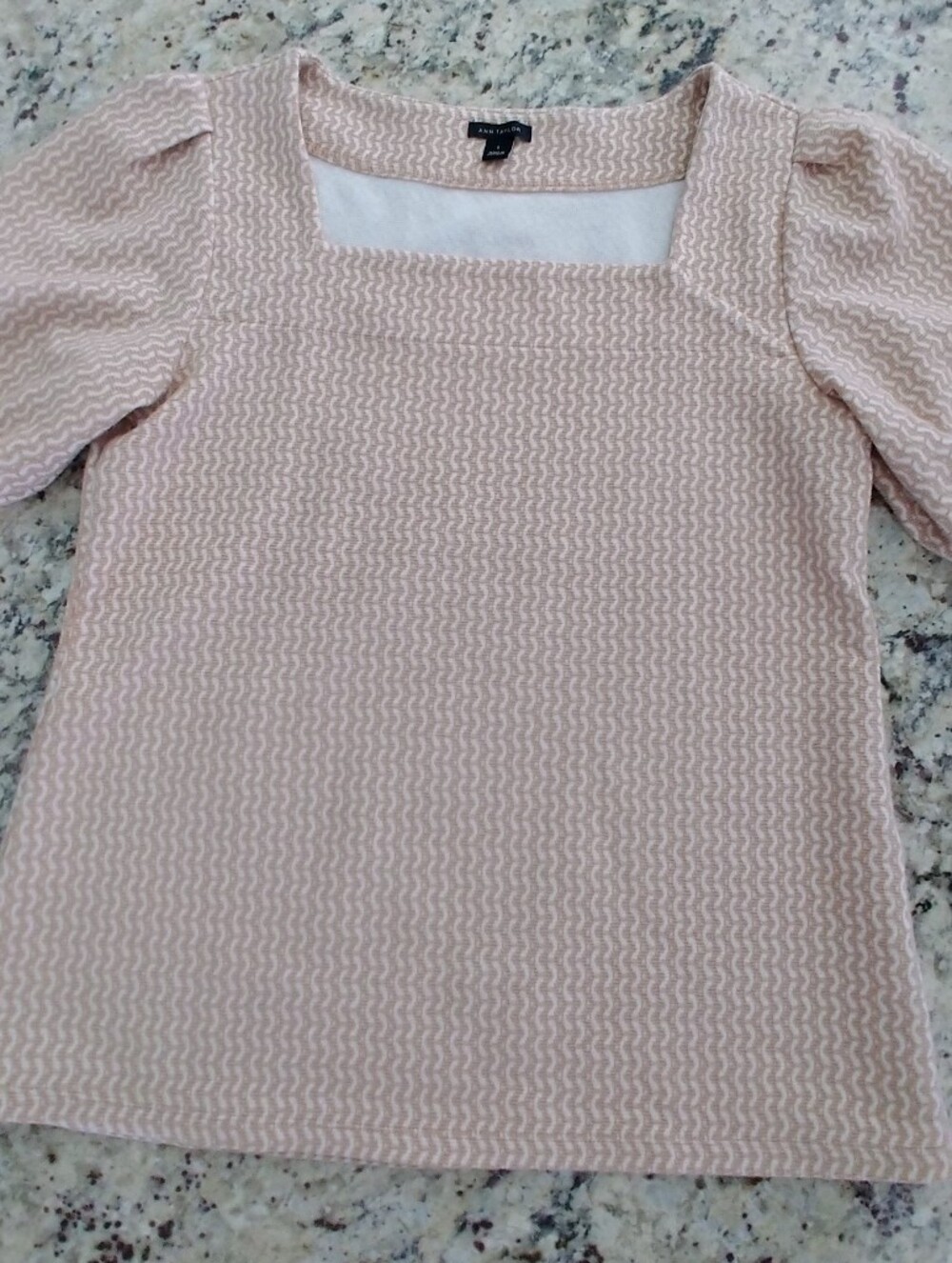 Ann Taylor  Square Neck Textured Short Sleeve Top Small
